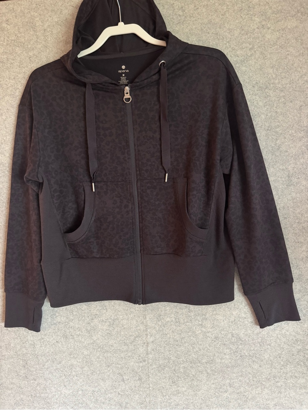 Women’s Apana Dark Grey/Charcoal Zip-Up Hooded Sweatshirt